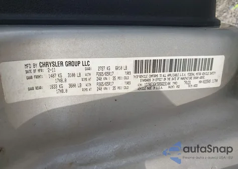 2011 Ram Dakota Bighorn/Lonestar z USA, uszkodzony, nr VIN 1D7RE3GK5BS623144